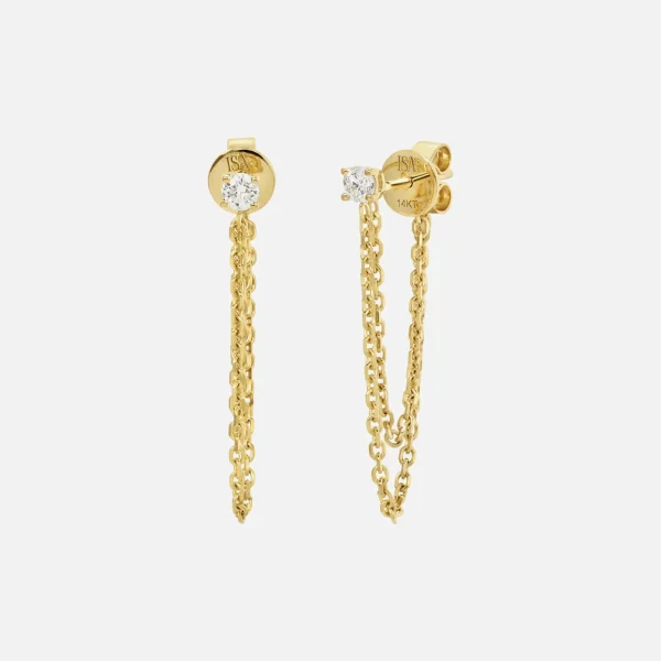 14k yellow gold isa grutman diamond chain earrings - KITH-SHOP