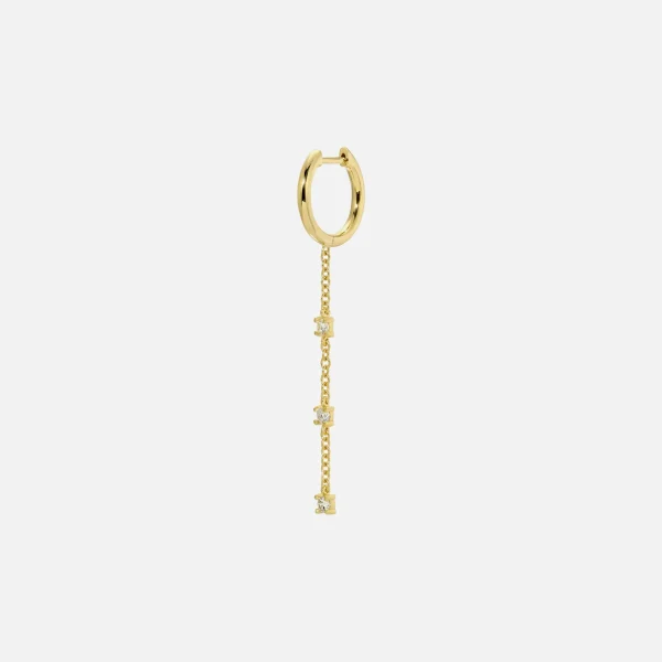 14k yellow gold isa grutman single huggie earrings with diamond chain drop - KITH-SHOP