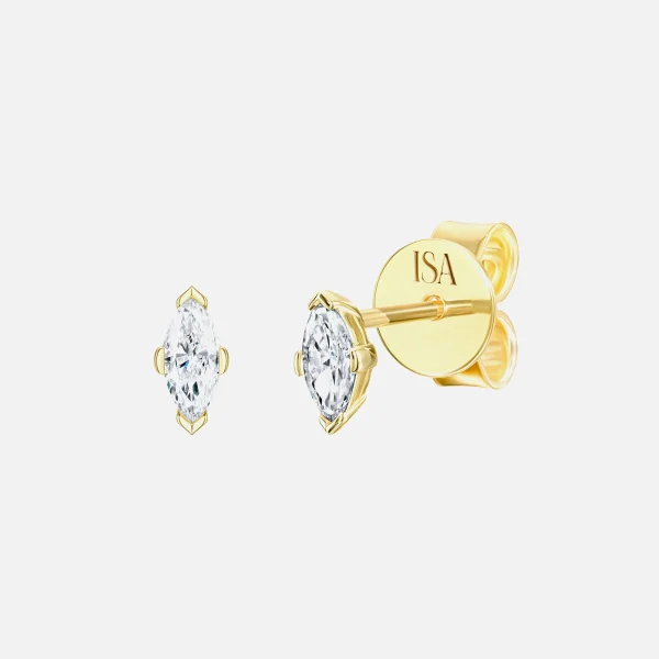 14k yellow gold marquis diamond stud earrings by isa grutman - KITH-SHOP