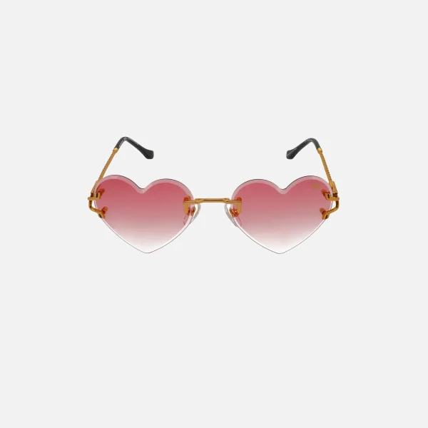 24kt gold vintage heart shaped sunglasses pink grape pop - KITH-SHOP