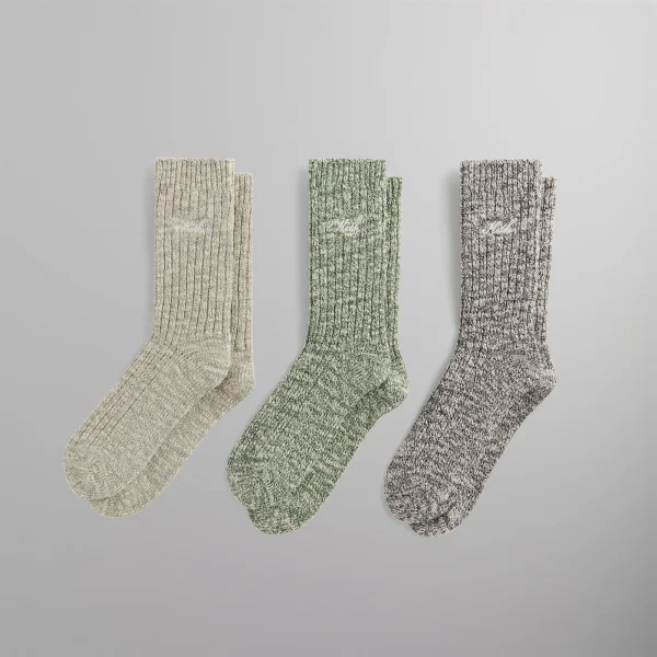 3 pack kithmas willet marled crew socks multicolor - KITH-SHOP