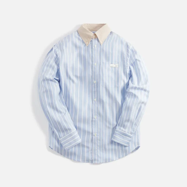 4s designs classic short sleeve shirt white and light blue - KITH-SHOP