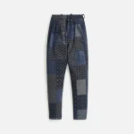 4s designs patchwork pleated pants in blue - KITH-SHOP