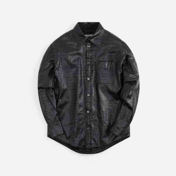 4s designs quilted button down shirt jacket black - KITH-SHOP