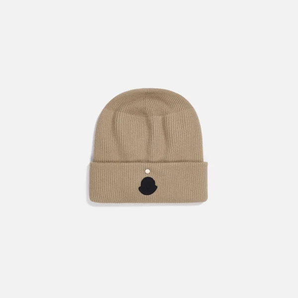 6 moncler x 1017 alyx 9sm camel wool logo beanie - KITH-SHOP