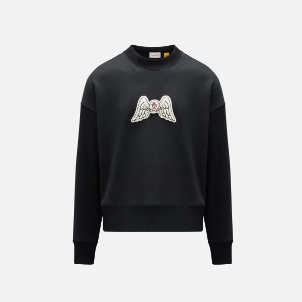 8 moncler palm angels black crewneck sweatshirt - KITH-SHOP