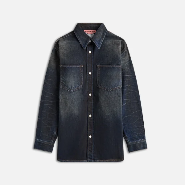 acne studios dark blue unisex denim shirt karto u darkside - KITH-SHOP