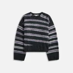 acne studios spiral kwatta vase sweater dark grey melange with multi color accents - KITH-SHOP