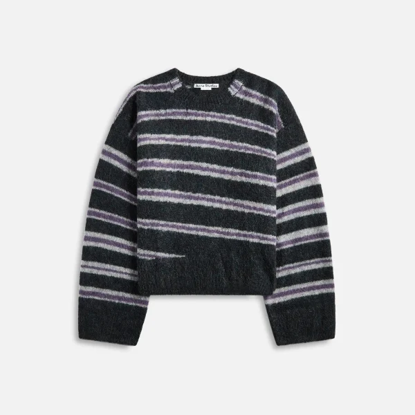 acne studios spiral kwatta vase sweater dark grey melange with multi color accents - KITH-SHOP