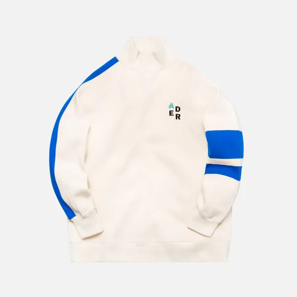 ader error white oversized knit sweatshirt with blue accents - KITH-SHOP