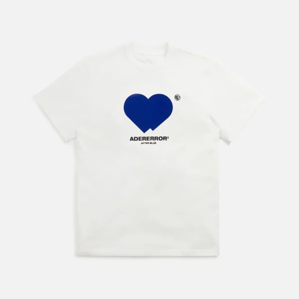 ader error white semi oversized heart print front tee - KITH-SHOP