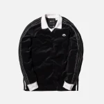 adidas originals by alexander wang velour long sleeve polo shirt black - KITH-SHOP