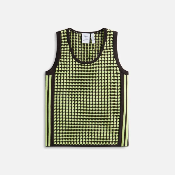 adidas originals by wales bonner crochet tank top brown lime green - KITH-SHOP