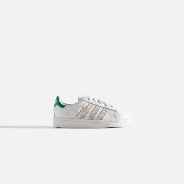 adidas originals td campus 80s for kids by kith white fairway green - KITH-SHOP