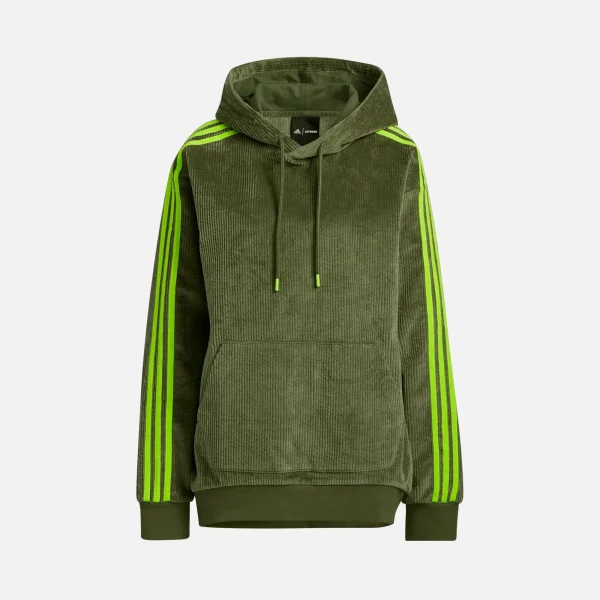 adidas x ivy park corduroy hoodie in wild pine and solar slime - KITH-SHOP