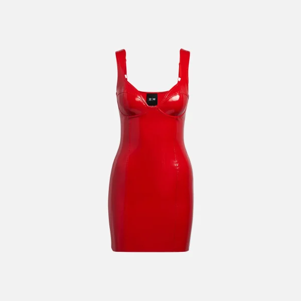 adidas x ivy park latex tank dress in red - KITH-SHOP