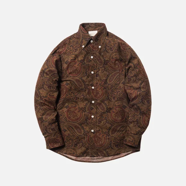 aim leon dore burgundy paisley sport button up shirt multi color - KITH-SHOP