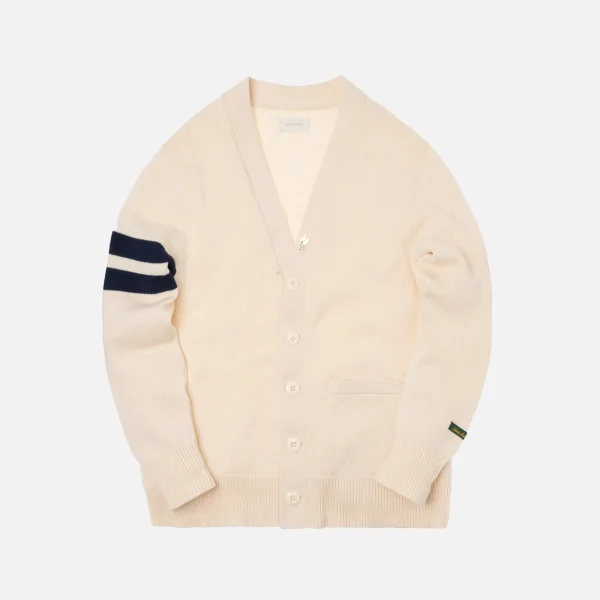 aim leon dore cream lion embroidered letterman cardigan - KITH-SHOP