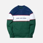 aim leon dore green white navy color block logo crewneck sweatshirt - KITH-SHOP