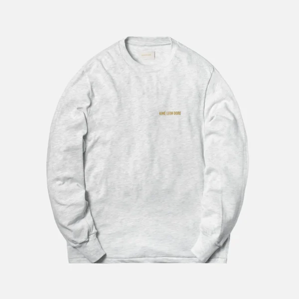 aim leon dore long sleeve logo tee grey - KITH-SHOP