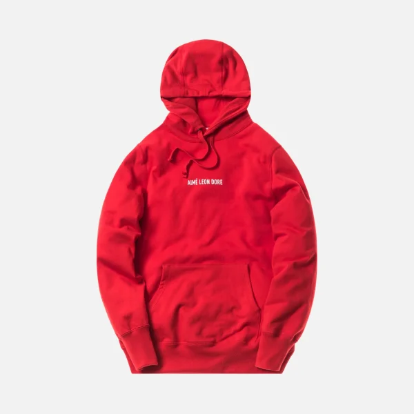 aim leon dore red logo kanga hoodie - KITH-SHOP