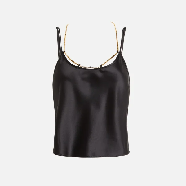 alexander wang black cami slip top with gold nameplate - KITH-SHOP