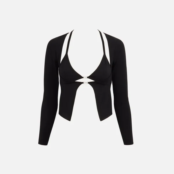 alexander wang black hybrid bikini cardigan with crystal logo twinset - KITH-SHOP