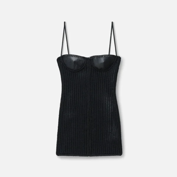 alexander wang black knit mini dress with leather bust detail - KITH-SHOP