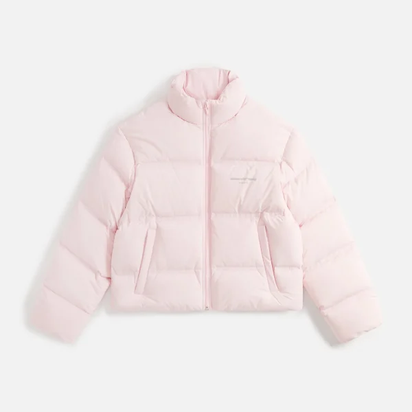 alexander wang cropped puffer jacket with reflective logo pink - KITH-SHOP