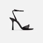 alexander wang dahlia 105 bow satin black sandals - KITH-SHOP