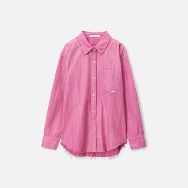 alexander wang raw hem boyfriend shirt joker pink - KITH-SHOP