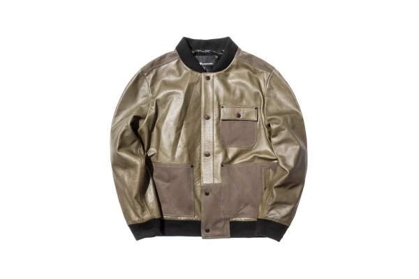 alexander wang t leather bomber jacket army green - KITH-SHOP