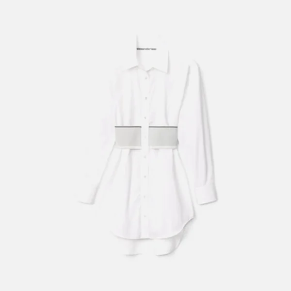 alexander wang white logo elastic shirt dress - KITH-SHOP