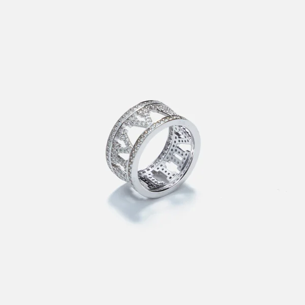 amy shehab elegant crystal roman ring in silver - KITH-SHOP