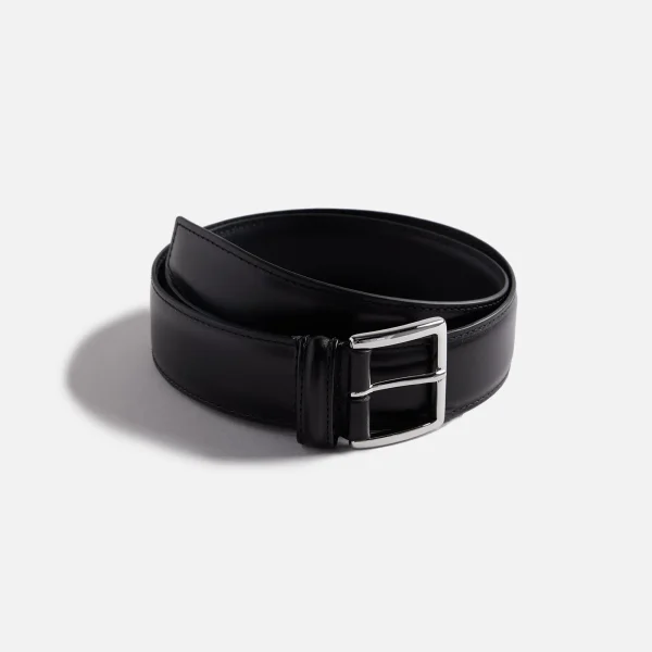 anderson s black stitched trimmed semi formal leather belt - KITH-SHOP