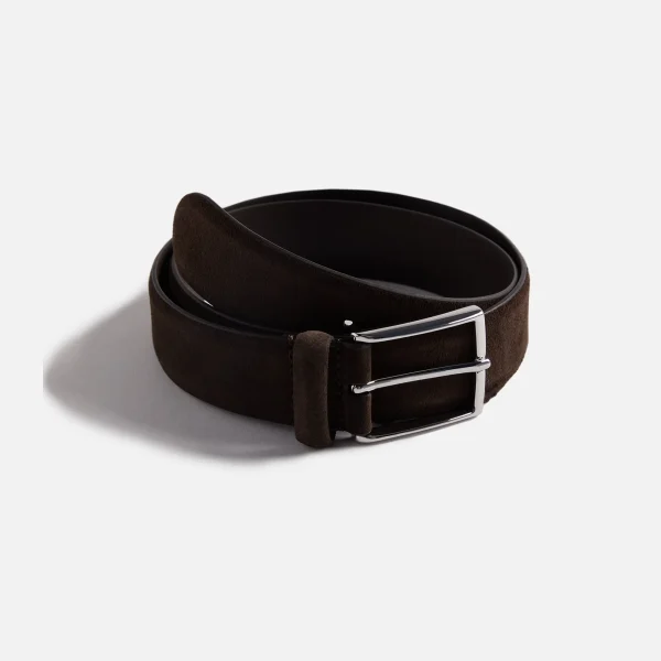 anderson s dark brown suede semi formal belt - KITH-SHOP