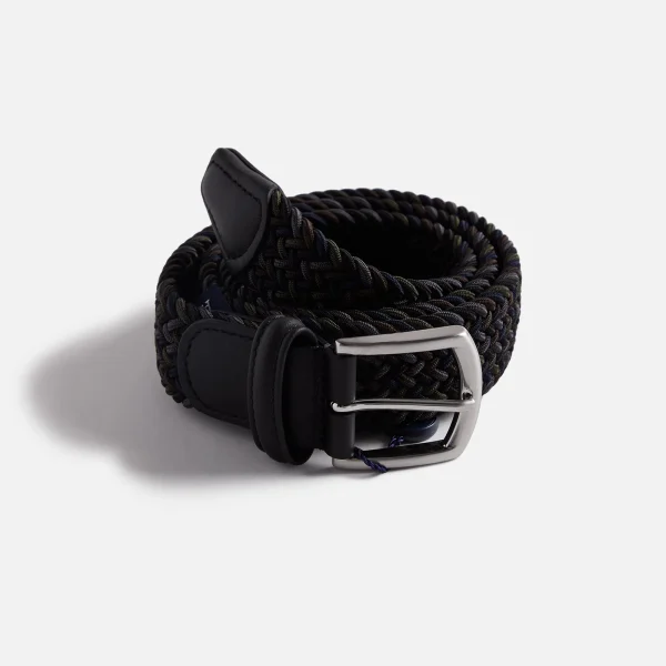 anderson s multi color stretch woven belt in blue grey and black - KITH-SHOP