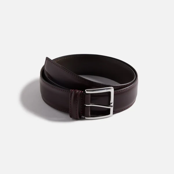 anderson s oxblood leather semi formal stitched trimmed belt - KITH-SHOP