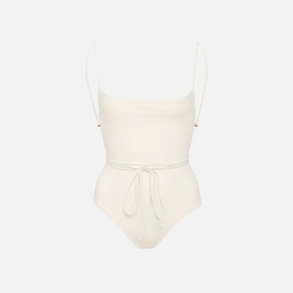 anemone km tie front one piece swimsuit off white - KITH-SHOP