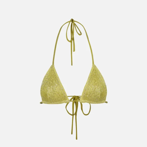 asta resort sequin lio bikini top in chartreuse - KITH-SHOP