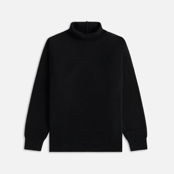 auralee black super fine wool ribbed turtleneck sweater - KITH-SHOP