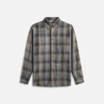 auralee charcoal gray super light wool check shirt - KITH-SHOP