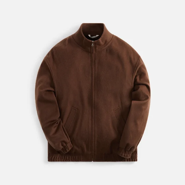 auralee dark brown baby camel flannel zip up blouson jacket - KITH-SHOP