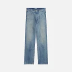 auralee faded light denim selvedge pants light indigo - KITH-SHOP