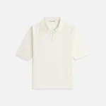 auralee high gauge wool silk knit skipper polo shirt in ivory - KITH-SHOP