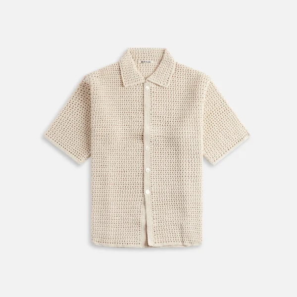 auralee ivory hand knit crochet shirt - KITH-SHOP