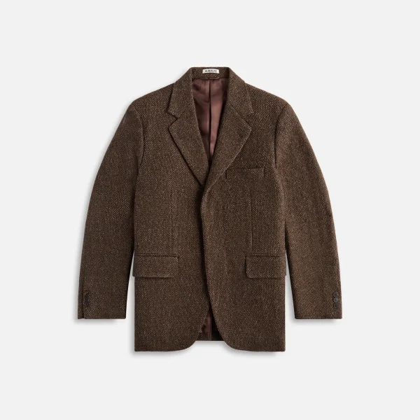 auralee khaki tweed shetland wool over jacket - KITH-SHOP