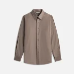 auralee lightweight brown wool shirt stylish casual top - KITH-SHOP