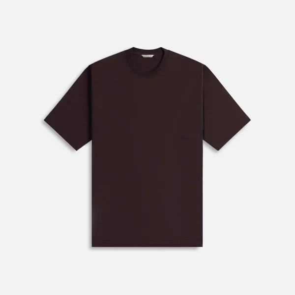 auralee luxurious soft wool jersey tee in dark brown - KITH-SHOP