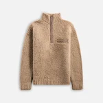 auralee merino wool boa half zip pullover beige - KITH-SHOP